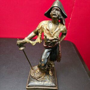 Vintage Paul Herzel Pompeian Bronze Pirate Figure with Sword